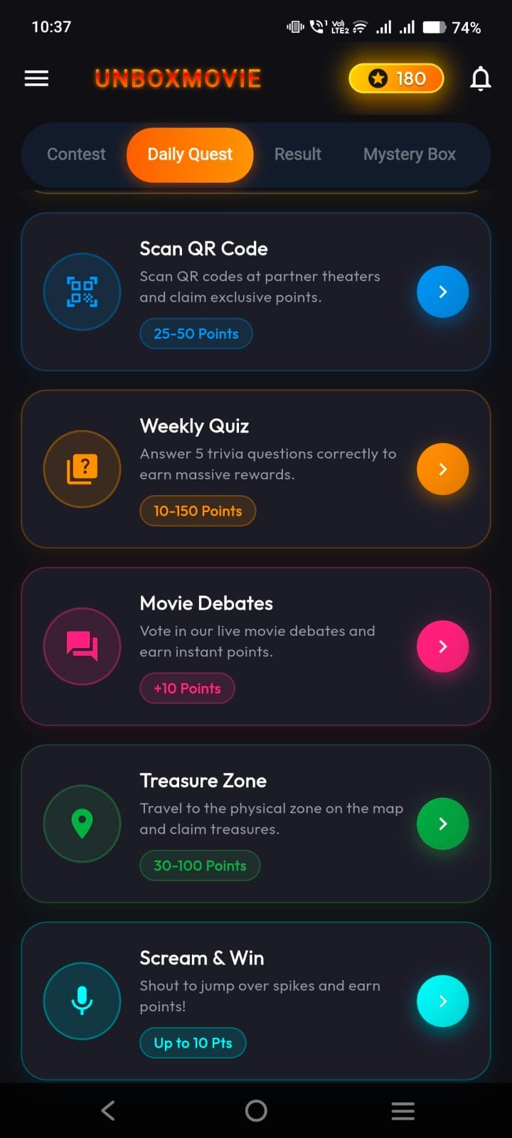 UnboxMovie daily quest list